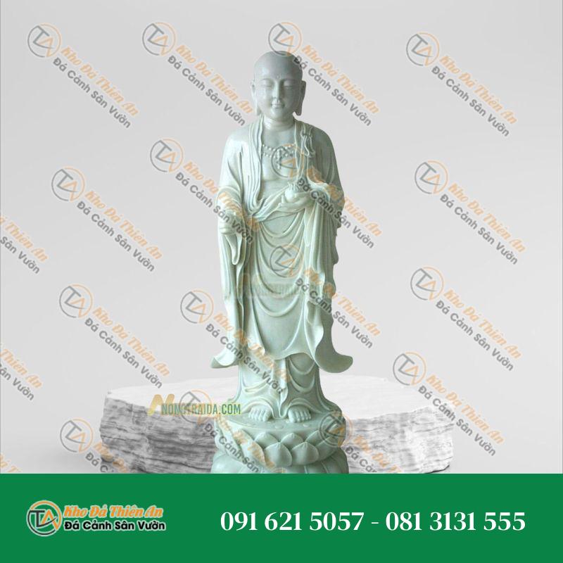 Tượng Mục Kiền Liên Cứu Mẹ Đứng – Đá Trắng Xanh 189cm – Khodathienan.com