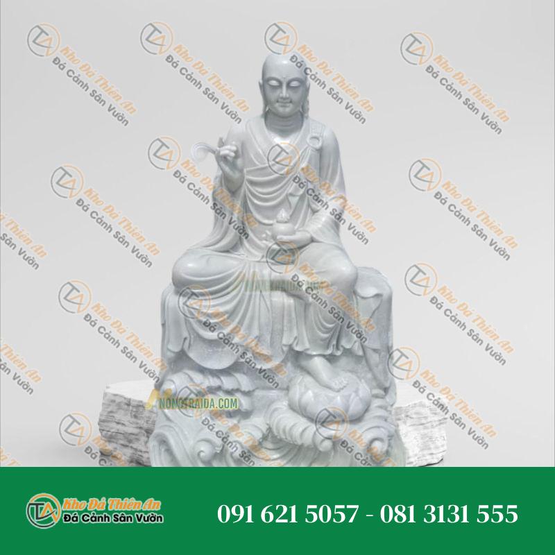 Tượng Mục Kiền Liên Ngồi – Đá Cẩm Thạch Trắng 184cm – Khodathienan.com