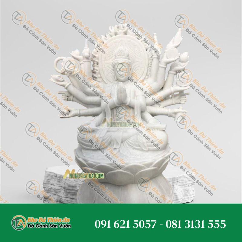 Tượng Chuẩn Đề Bồ Tát Đá Trắng Muối Yên Bái – 126cm – Khodathienan.com