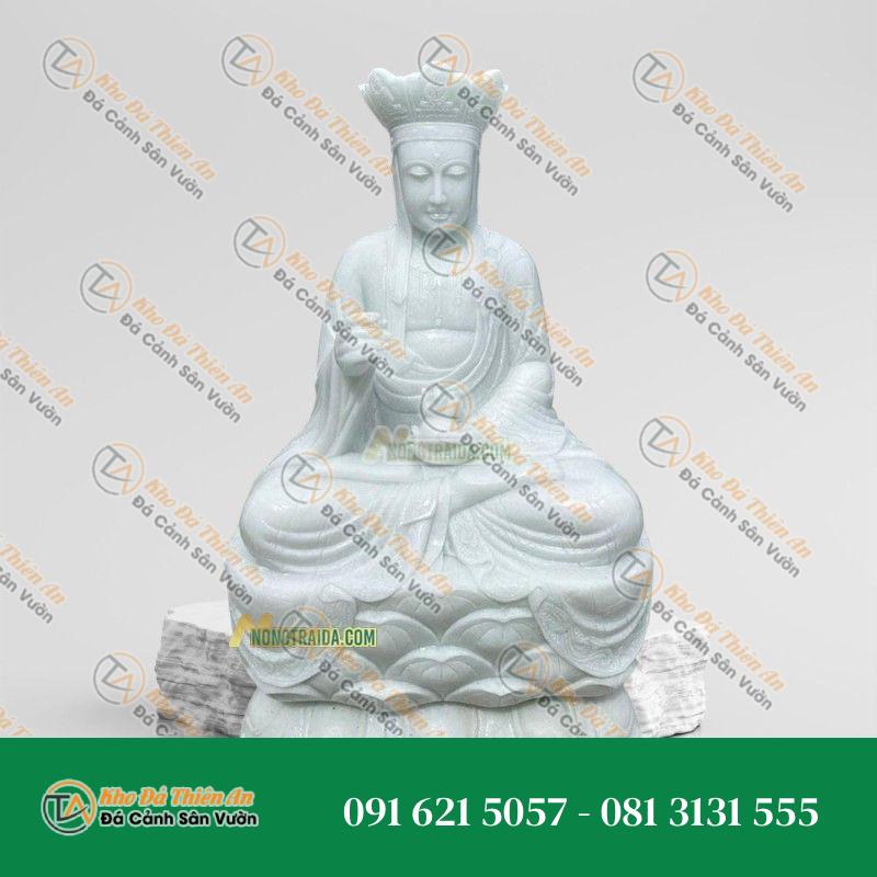 Tượng Địa Tạng Bồ Tát Đá Trắng Vân 170cm – Trang Trí Phòng Thờ – Khodathienan.com