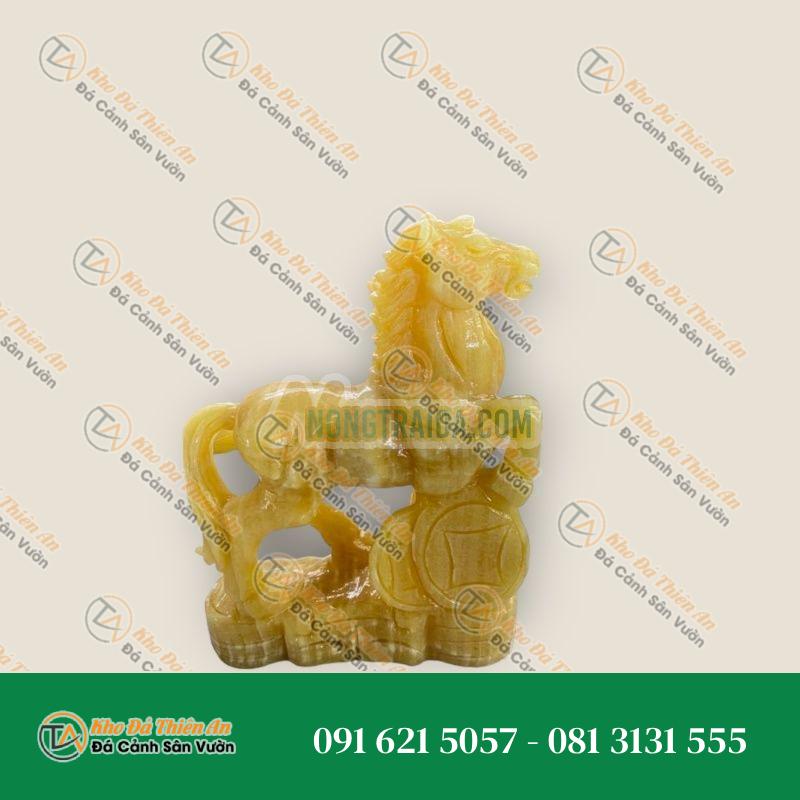 Tượng Ngựa Giáp Phong Thủy Đá Ngọc Hoàng Long 20cm – Rước Công Danh & Tài Lộc