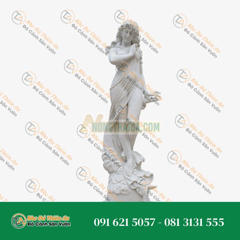Tượng Nữ Thần Biển Yemeya Đá Cẩm Thạch Trắng – Biểu Tượng May Mắn – Khodathienan.com