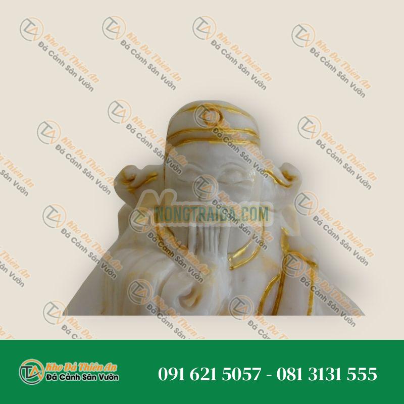 Tượng Ông Địa Bằng Đá Cẩm Thạch – Cao 7 Inch, Rộng 5 Inch | Quà Tặng Phong Thủy