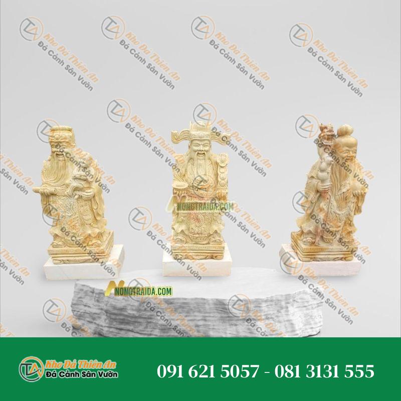 Tượng Ông Phúc Lộc Thọ – Đá Vàng Cẩm Thạch 171cm – Khodathienan.com