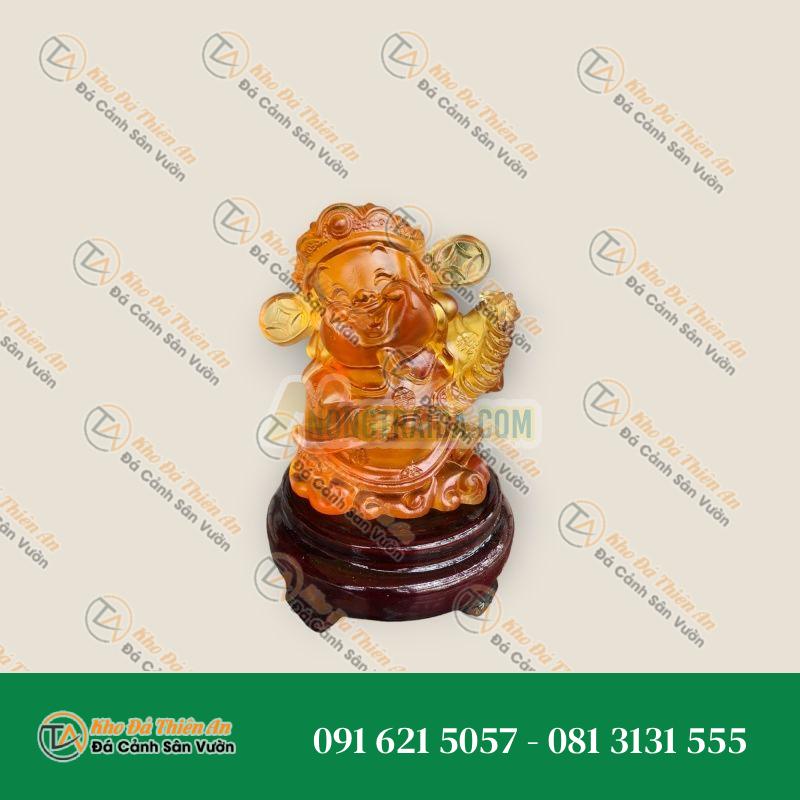 Tượng Ông Thần Tài Kim Tiền, Thần Phát Cầm Thỏi Vàng Kim Nguyên Bảo Đá Lưu Ly | Phong Thủy Tài Lộc