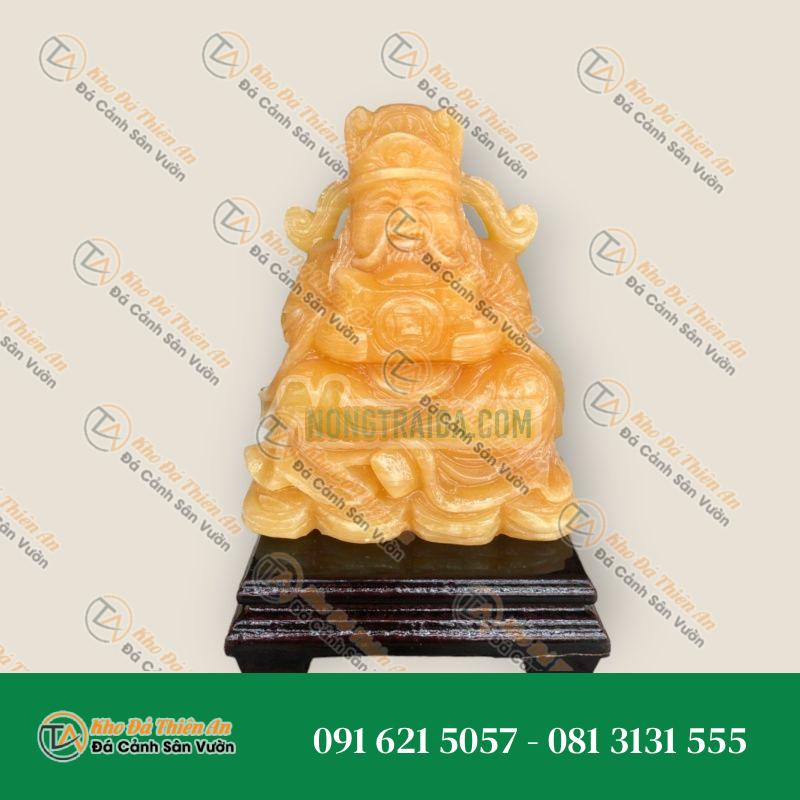 Tượng Ông Thần Tài Kim Tiền, Thần Phát, Thần Tiền Đá Ngọc Hoàng Long – Cao 15cm | Phong Thủy Tài Lộc