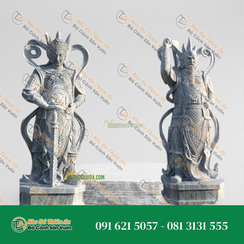 Tượng Ông Thiện & Ông Ác Đá Xám Cẩm Thạch 169cm, Kiểu Dáng Độc Đáo | Khodathienan.com