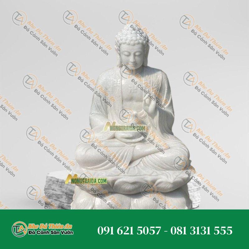 Tượng Phật A Di Đà Đứng Đá Trắng Sứ 203cm, Kiểu Dáng Sang Trọng | Khodathienan.com