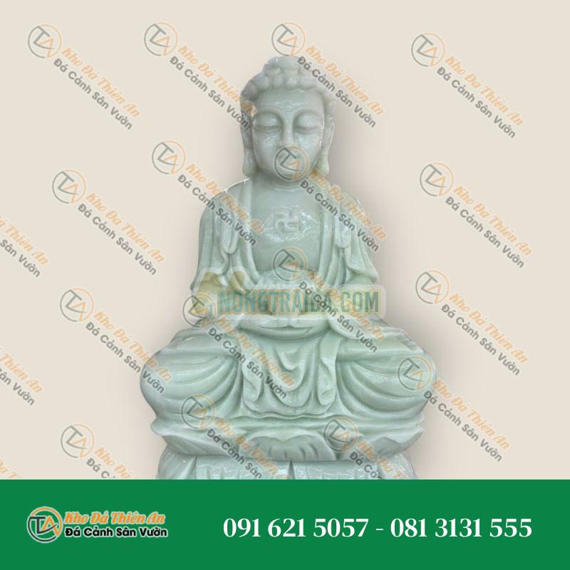 Tượng Phật A Di Đà Đá Cẩm Thạch Trắng Xanh 30cm – Khodathienan.com