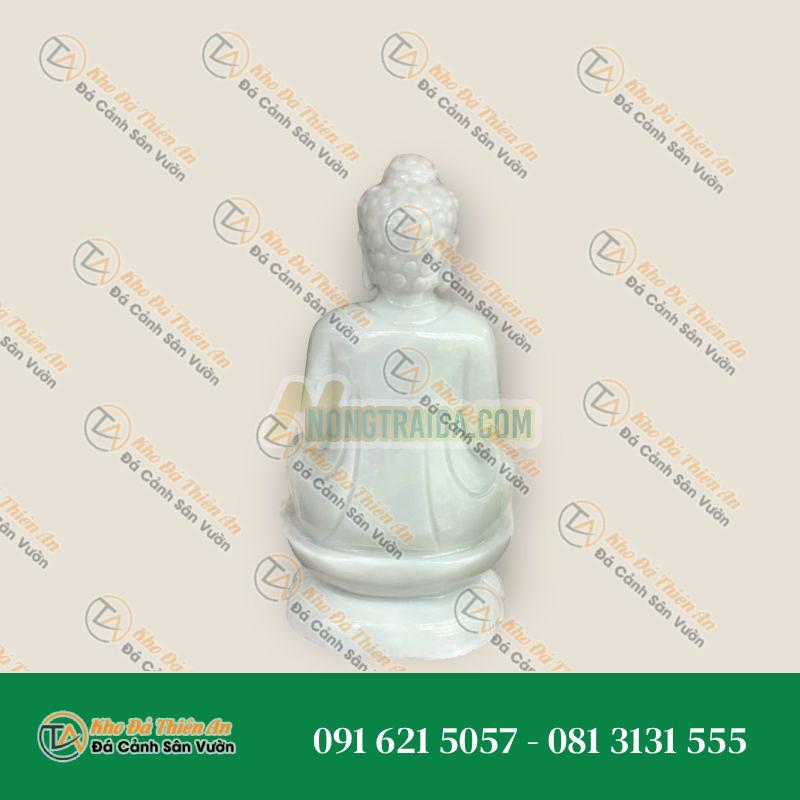 Tượng Phật A Di Đà Ngồi Đài Sen – Đá Cẩm Thạch Trắng Xanh – 20cm – Kiểu Dáng Tinh Tế, Sang Trọng | Khodathienan.com