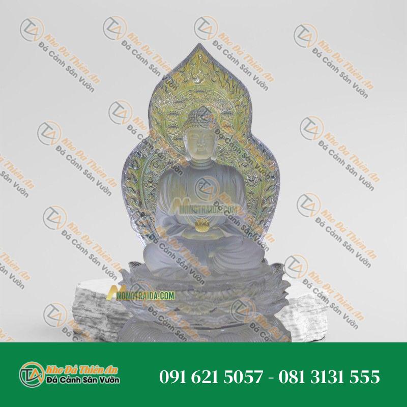 Tượng Phật A Di Đà Đứng Đá Trắng Yên Bái 171cm, Kiểu Dáng Thanh Lịch | Khodathienan.com