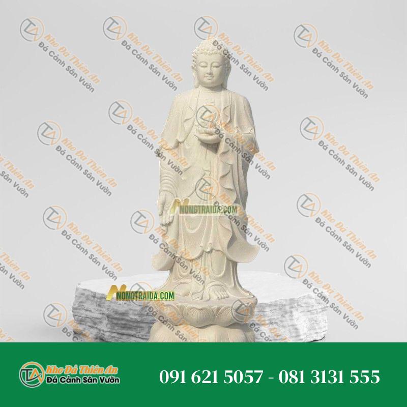 Tượng Phật A Di Đà Tịnh Tông Đá Cẩm Thạch Trắng 153cm, Kiểu Dáng Thanh Tịnh | Khodathienan.com