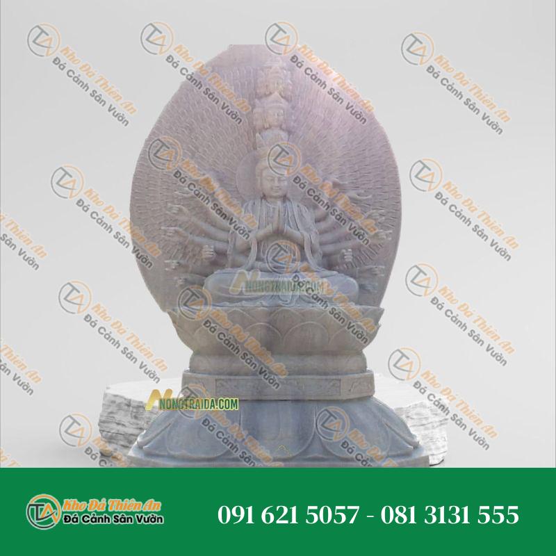 Tượng Phật Bà Quan Âm Nghìn Mắt – Đá Trắng Vân 1.27M – Khodathienan.com