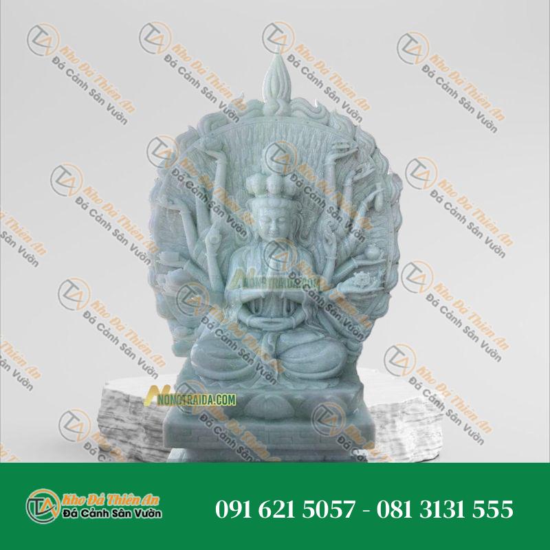 Tượng Quan Âm Nghìn Mắt – Đá Trắng Vân – 1.63M – Khodathienan.com