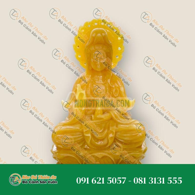 Tượng Phật Bà Quan Âm Ngồi Đài Sen Đá Ngọc Hoàng Long 40cm – Tác Phẩm Điêu Khắc Tinh Xảo
