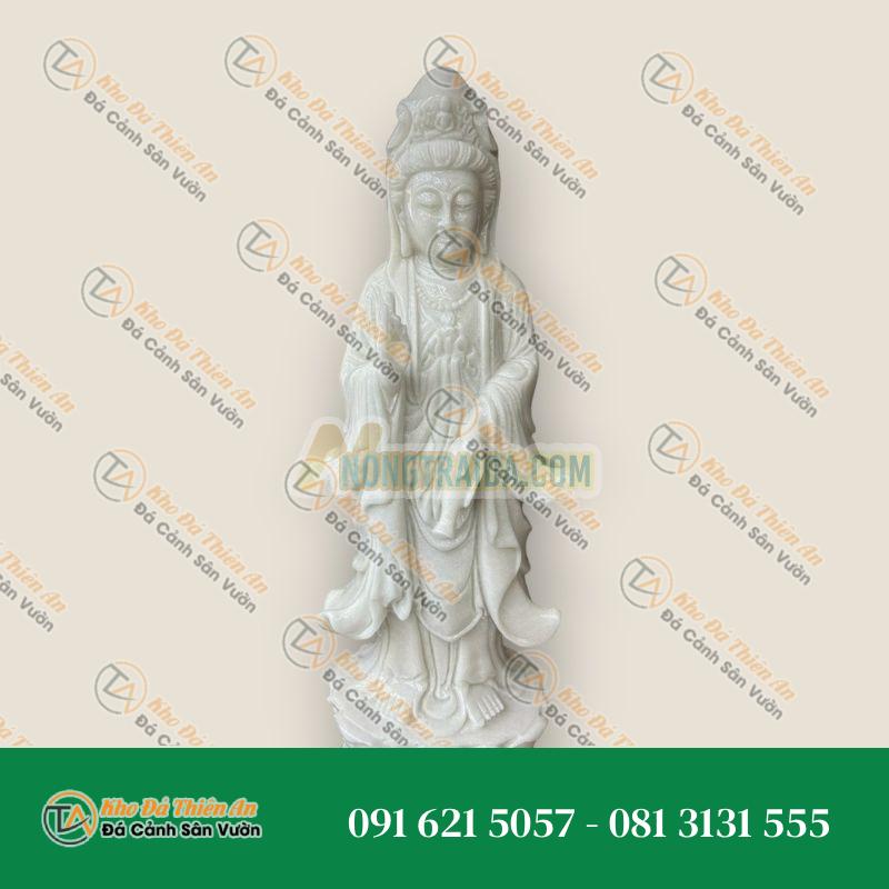 Tượng Phật Bà Quan Thế Âm – Đá Cẩm Thạch Trắng – Cao 70cm – Khodathienan.com