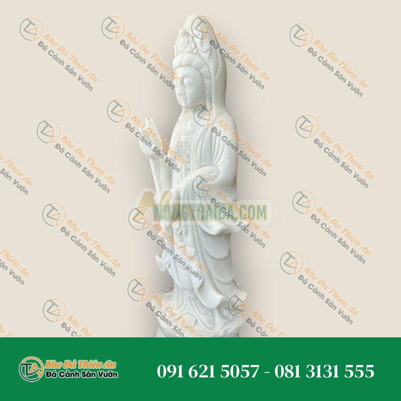 Tượng Phật Bà Quan Thế Âm – Đá Cẩm Thạch Trắng – Cao 80cm – Khodathienan.com
