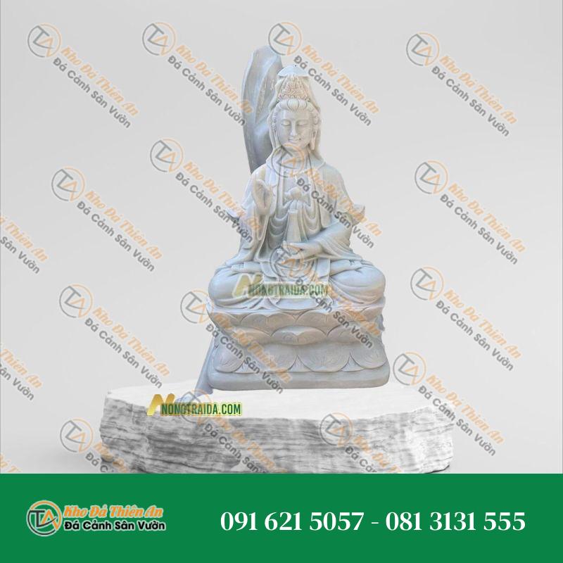 Tượng Quan Thế Âm Bồ Tát Đá Trắng Non Nước 114cm – Phong Thủy & Tâm Linh – Khodathienan.com