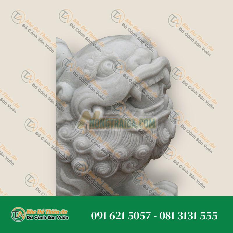 Tượng Quan Âm Đá Trắng Ngồi Sư Tử Vườn 110cm – Trang Trí Không Gian Sang Trọng – Khodathienan.com