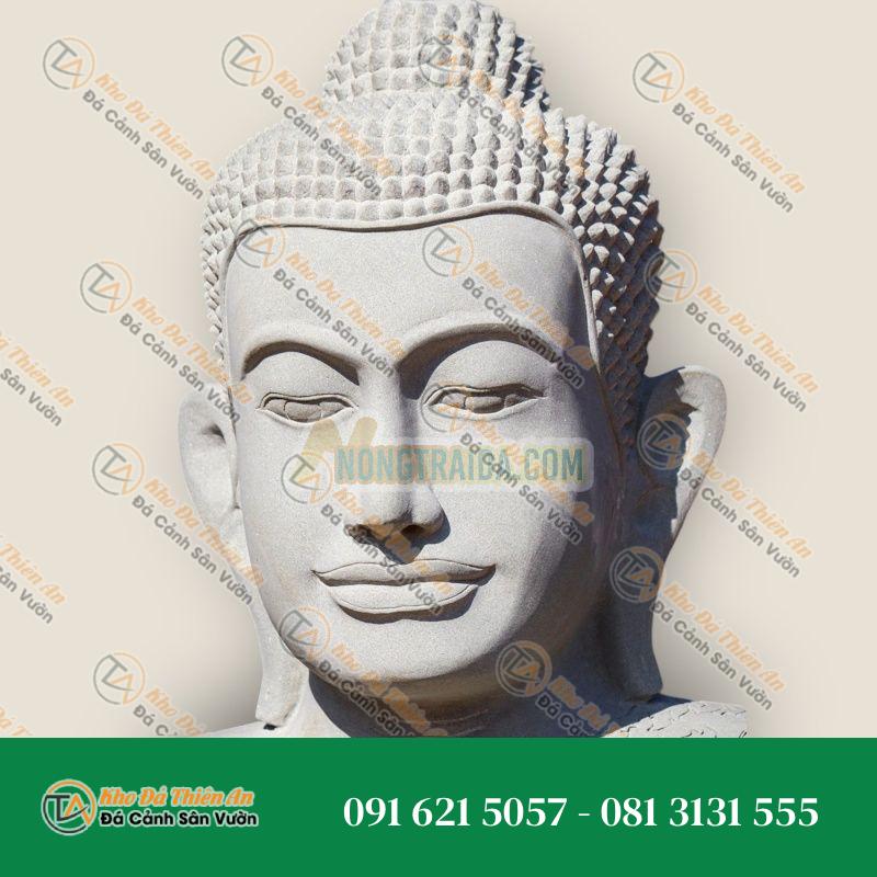 Tượng Phật Bồ Tát Đá Cẩm Thạch Campuchia, Khắc Tay, Đế Chi Tiết, 207.5cm | Khodathienan.com