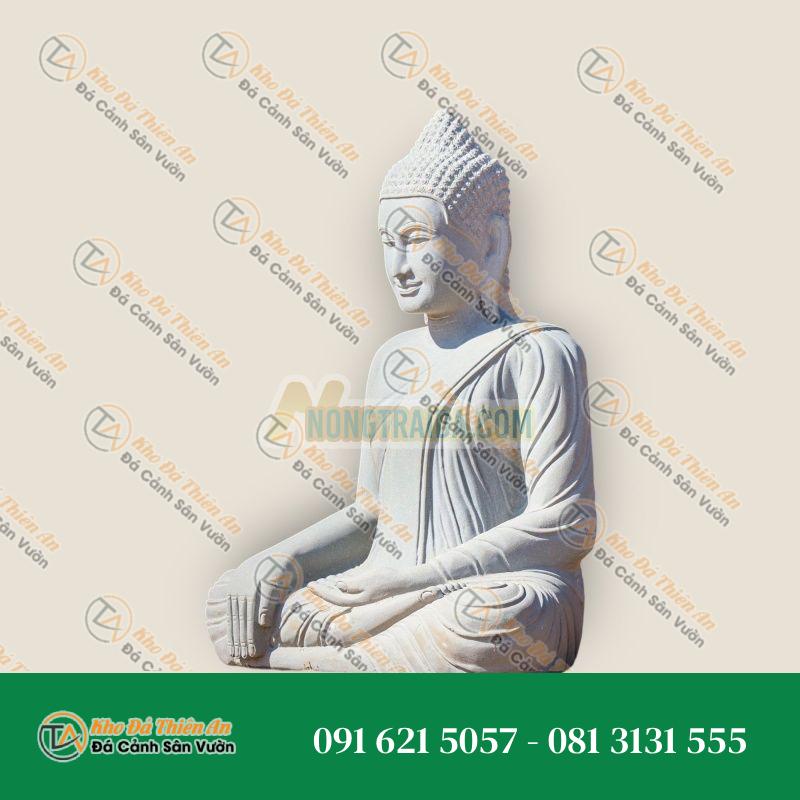 Tượng Phật Bồ Tát Đá Cẩm Thạch Campuchia – Chạm Đất – 95cm – Khodathienan.com
