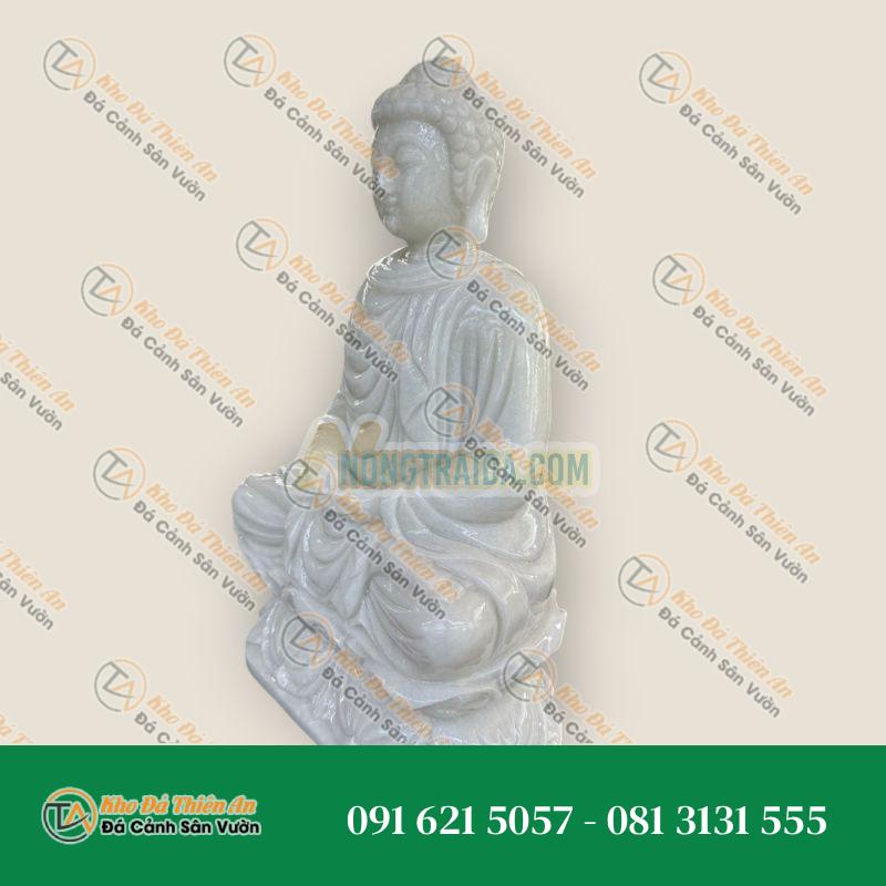 Tượng Phật Bổn Sư Thích Ca Mâu Ni Bằng Đá Cẩm Thạch Trắng – Cao 40cm