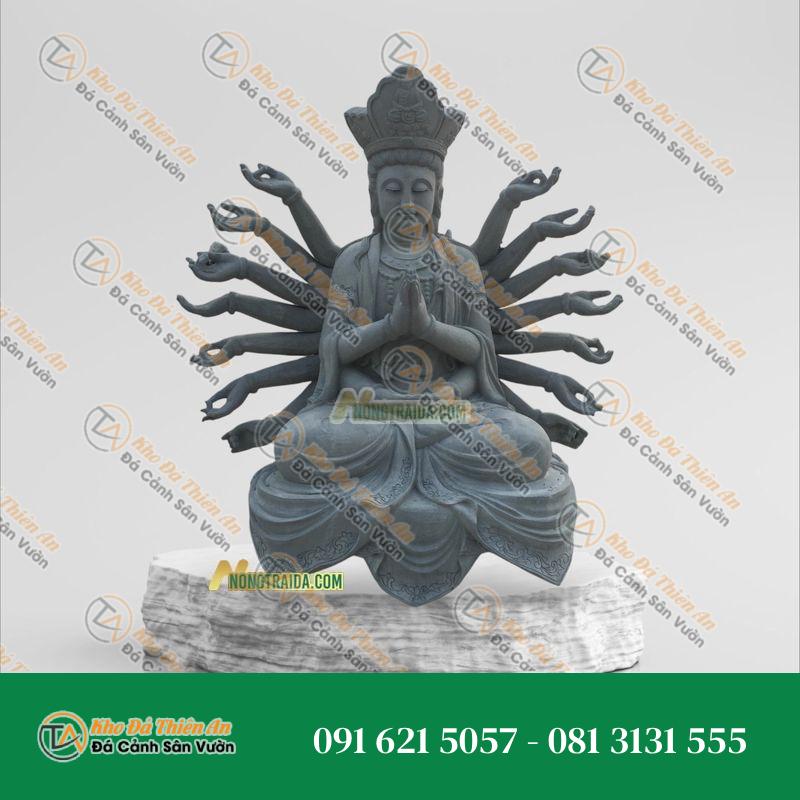 Tượng Phật Chuẩn Đề Đẹp Bằng Đá Xám Cẩm Thạch | Kích Thước 135cm, Tâm Linh & Đẳng Cấp
