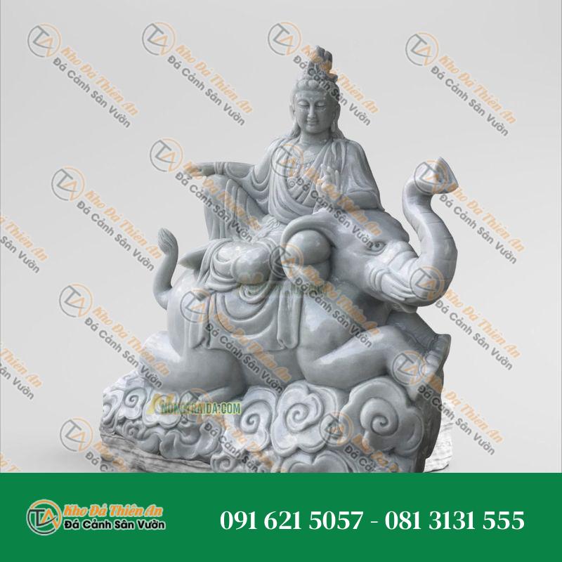 Tượng Phật Phổ Hiền Bồ Tát – Đá Cẩm Thạch Trắng 129cm – Khodathienan.com