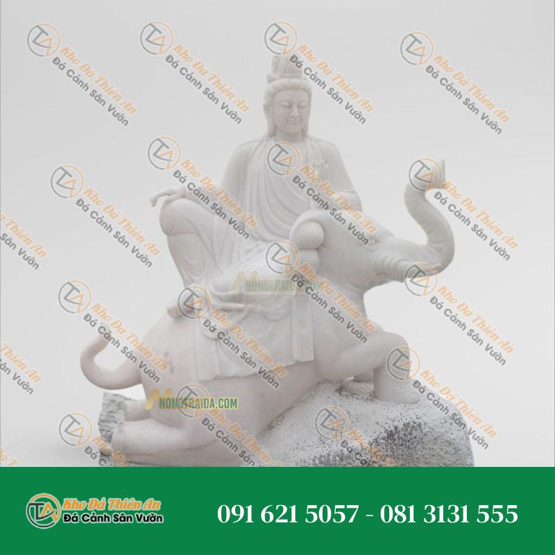 Tượng Phật Đá Phổ Hiền Bồ Tát Đá Cẩm Thạch Trắng 133cm, Kiểu Dáng Độc Đáo | Khodathienan.com