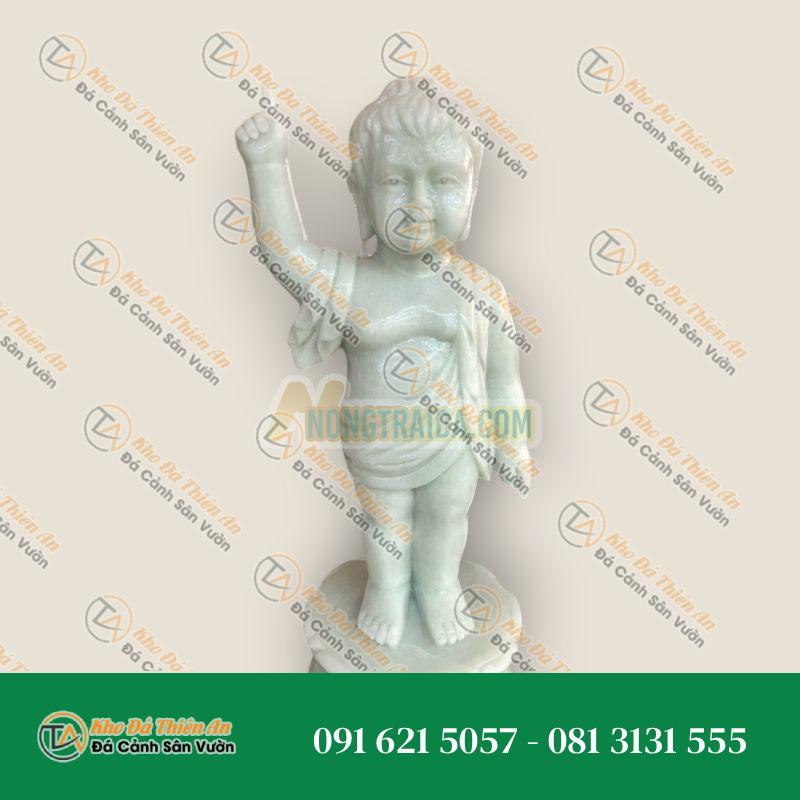 Tượng Phật Đản Sanh – Đá Cẩm Thạch Trắng Xanh – Trang Trí Tâm Linh | Khodathienan.com