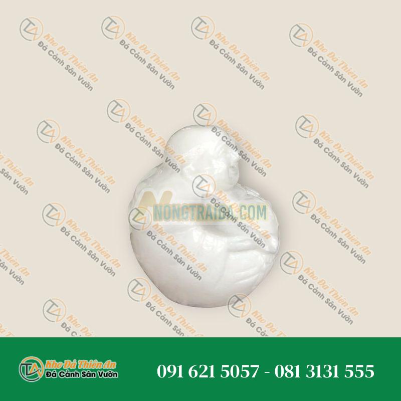 Tượng Phật Di Lặc Cầm Gậy Như Ý Đá Cẩm Thạch Trắng 10cm – Khodathienan.com
