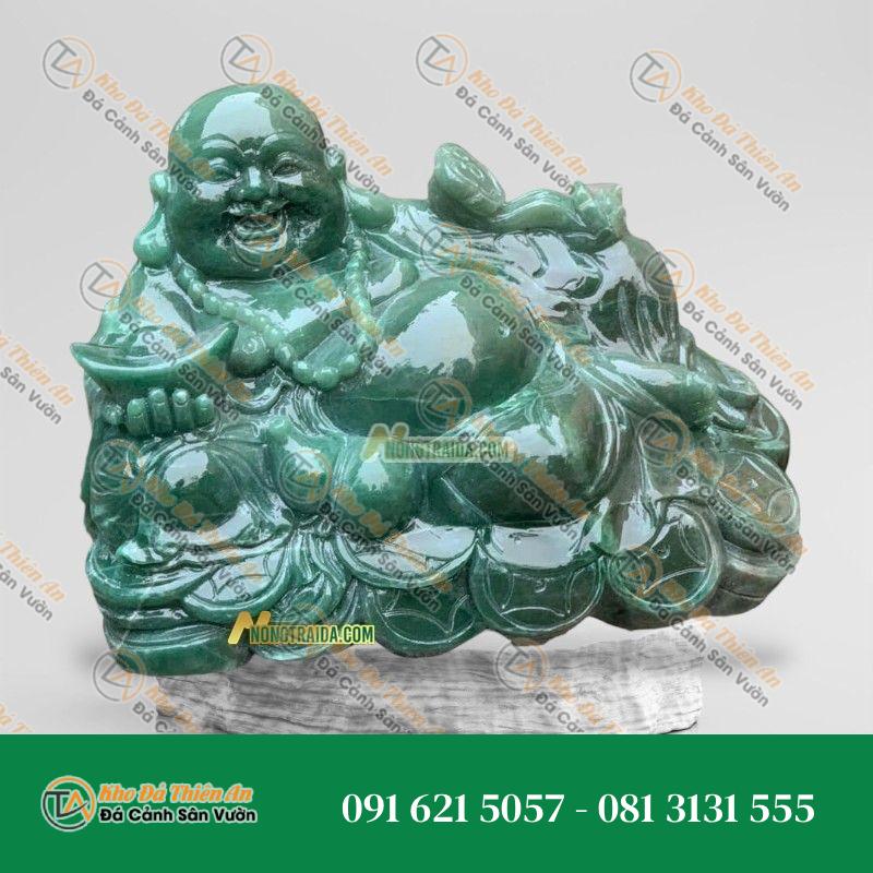 Tượng Phật Di Lặc Đá Xanh Cốm – 72cm – Mang Lại Vui Vẻ, May Mắn – Khodathienan.com