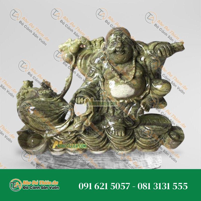 Tượng Phật Di Lặc Đá Xanh Secpentine Kéo Bao Tiền 55cm – Khodathienan.com