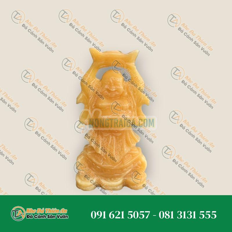 Tượng Phật Di Lặc Đá Ngọc Hoàng Long Đỡ Thỏi Vàng 15cm – Khodathienan.com
