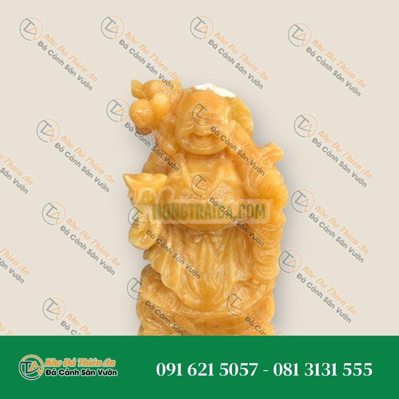 Tượng Di Lặc Gánh Đào Đá Ngọc Hoàng Long 25cm – Trang Trí Bàn Làm Việc – Khodathienan.com