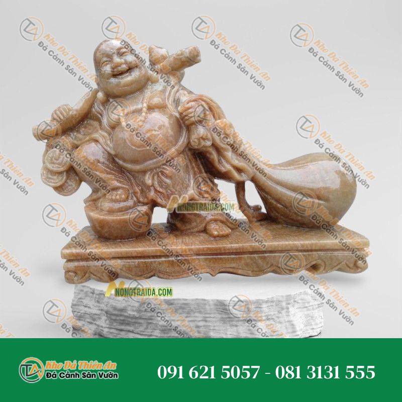 Tượng Phật Di Lặc Kéo Bao Tiền Đá Cẩm Thạch Vân Gỗ 114cm – Chiêu Tài, Hóa Lộc | Khodathienan.com