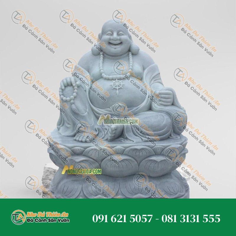 Tượng Phật Di Lặc Ngồi Đá Cẩm Thạch Trắng Xanh 119cm, Kiểu Dáng Sang Trọng | Khodathienan.com