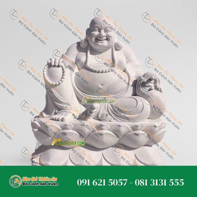 Tượng Phật Di Lặc Đá Cẩm Thạch Trắng Xanh 128cm – Kiểu Dáng Hoành Tráng – Khodathienan.com