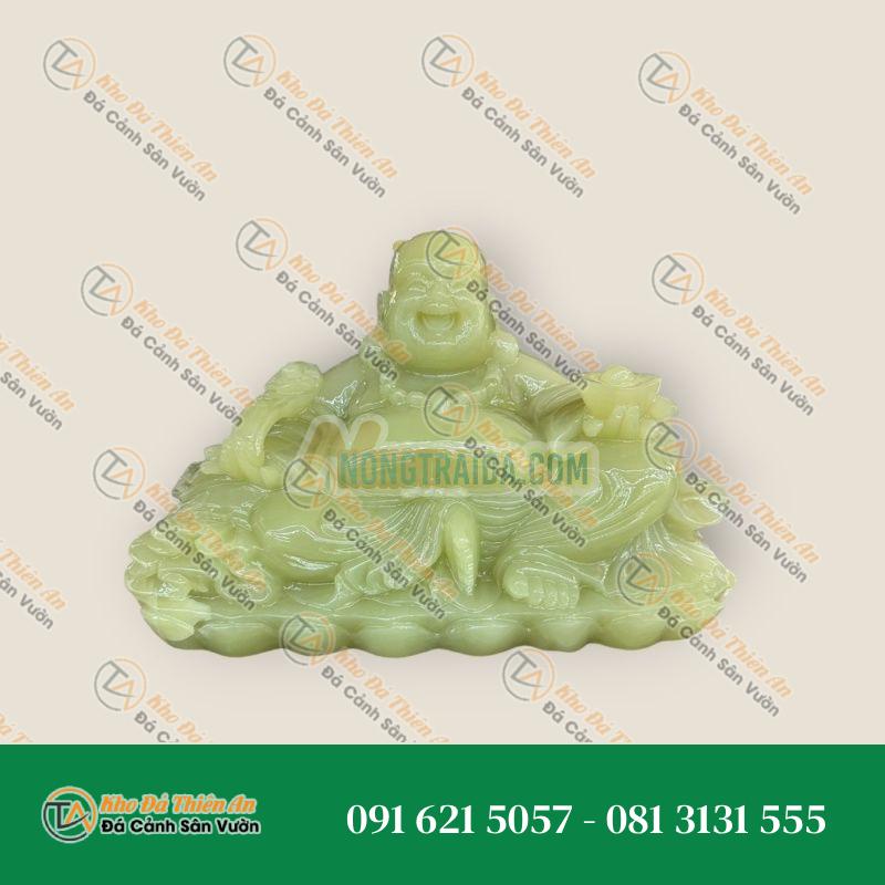 Tượng Phật Di Lặc Onyx – Cầm Thỏi Vàng & Gậy Như Ý – 30cm – Khodathienan.com