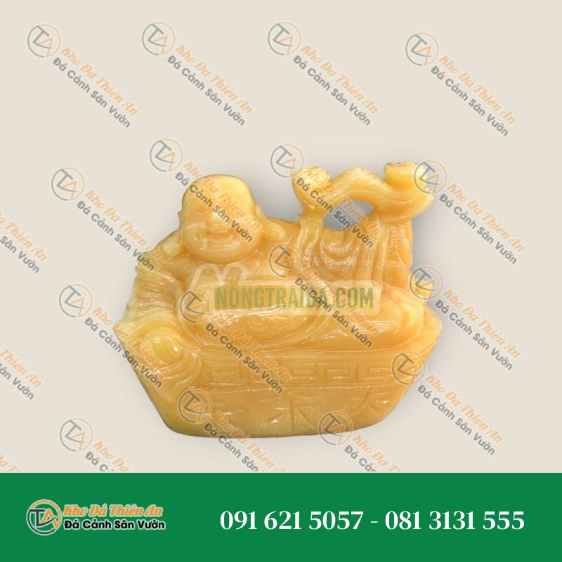 Tượng Phật Di Lặc Thỏi Vàng Gậy Như Ý Đá Hoàng Long 15cm – Chiêu Tài, Hút Lộc – Khodathienan.com