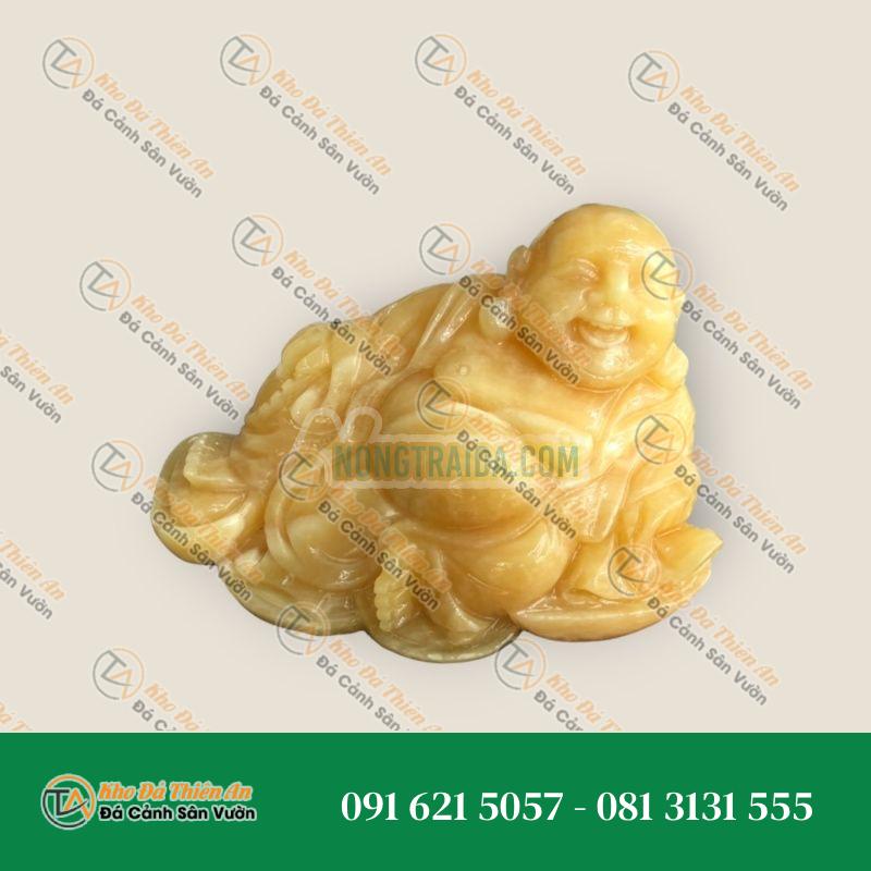 Tượng Phật Di Lặc Thỏi Vàng Chiêu Tài Đá Hoàng Long 16cm – Phong Thủy May Mắn – Khodathienan.com