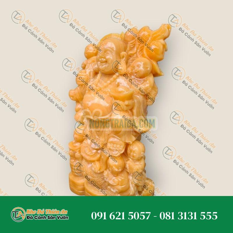 Tượng Phật Di Lặc Ngũ Phúc – Đá Ngọc Hoàng Long – 60cm – Khodathienan.com