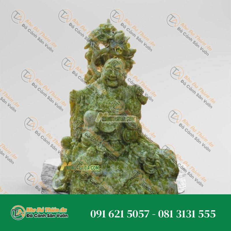 Tượng Di Lặc Và Em Bé Đá Xanh Ngọc Secpentine 80cm – Phong Thủy – Khodathienan.com