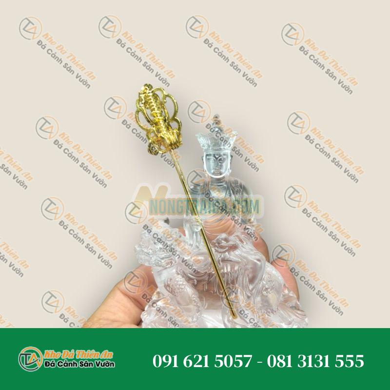 Tượng Phật Địa Tạng Bồ Tát Cưỡi Đề Thính Đá Lưu Ly, Cao 10cm | Khodathienan.com