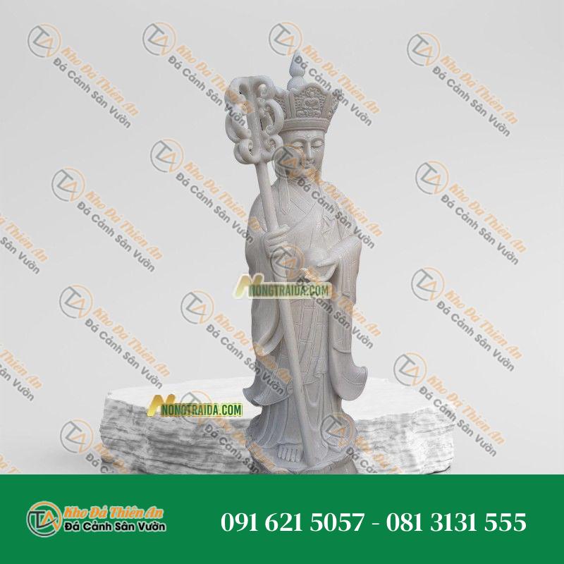 Tượng Phật Địa Tạng Đứng Bằng Đá Trắng Sứ – Cao 178cm