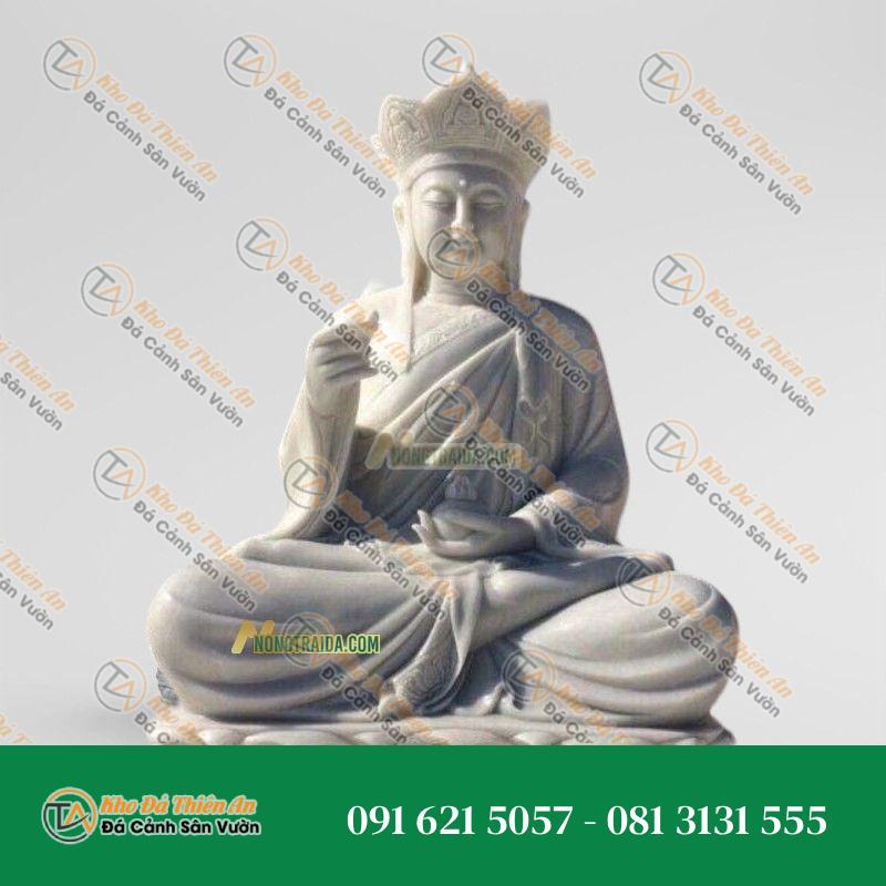 Tượng Phật Địa Tạng Vương Bồ Tát Đứng Bằng Đá Trắng Sứ – Cao 170cm