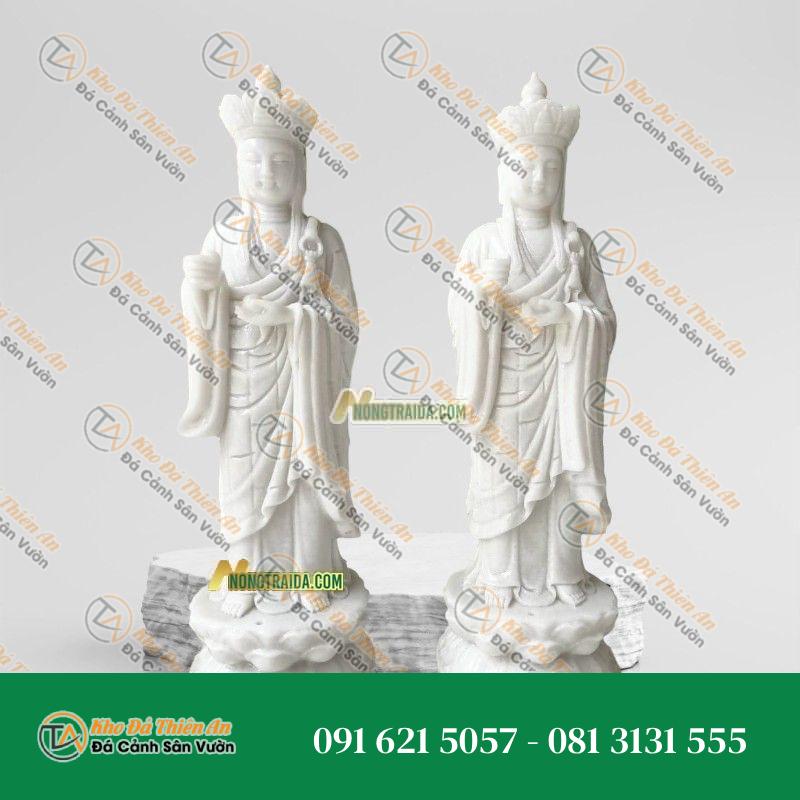 Tượng Phật Địa Tạng Vương Bồ Tát Đứng Bằng Đá Xanh Ấn Độ – Cao 184cm