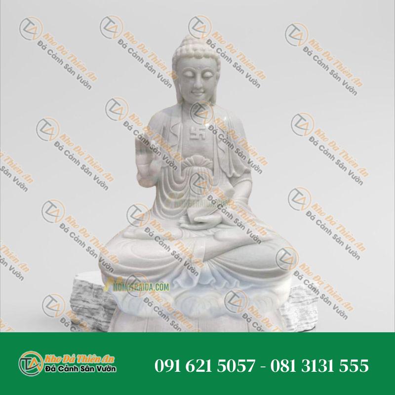 Tượng Phật Dược Sư Đá Trắng Cẩm Thạch – Cao 40cm – Tâm Linh, Sang Trọng | Khodathienan.com