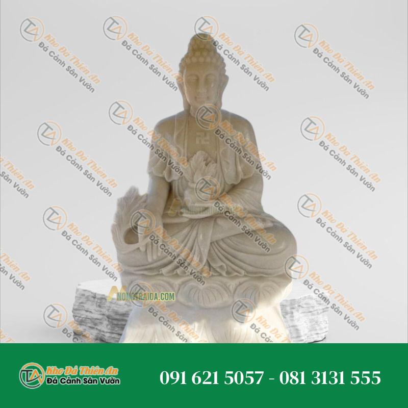 Tượng Phật Dược Sư Đá Trắng Xanh 33cm – Kiểu Dáng Tinh Tế, Sang Trọng – Khodathienan.com