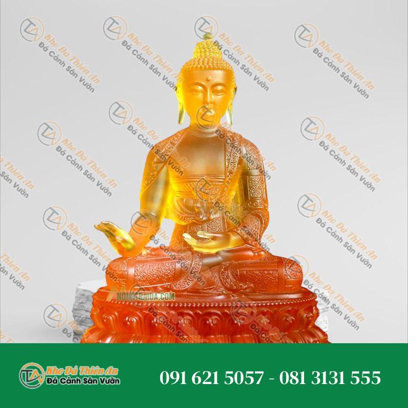Tượng Phật Dược Sư Lưu Ly Cam 14cm – Chiêu Tài Lộc – Khodathienan.com